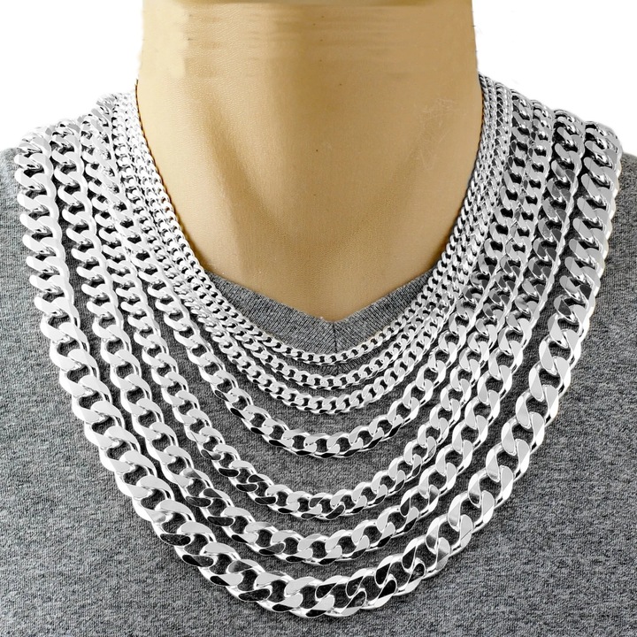 SZEROKI Łańcuszek Srebrny Męski 10mm SREBRO pr.925 ŁAŃCUCH DIAMENTOWANY