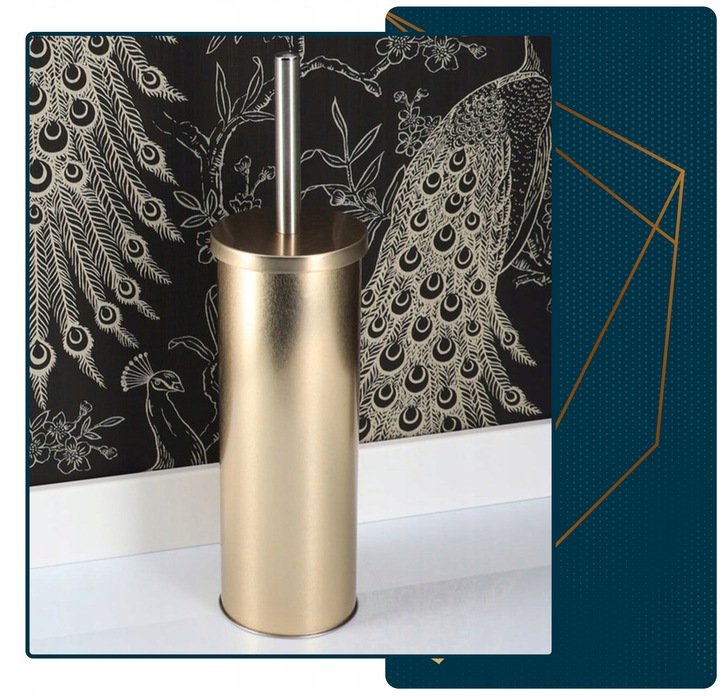 Szczotka do WC toaletowa nowoczesna GLAMOUR ZŁOTA z pojemnikiem metalowa