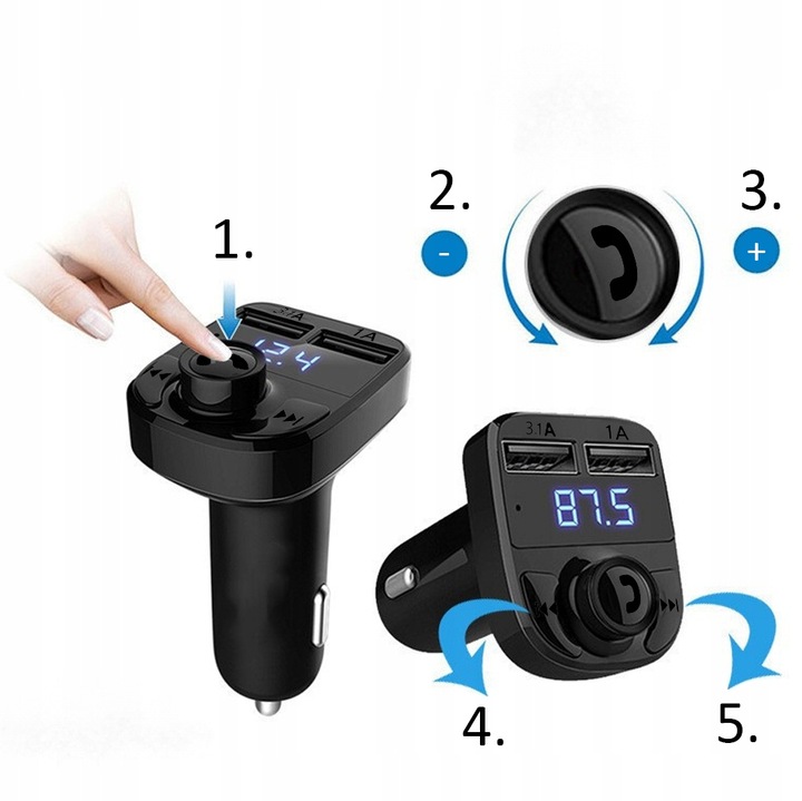 TRANSMITER BLUETOOTH FM MP3 ŁADOWARKA ODTWARZACZ TRANSMITER BT AUDIO