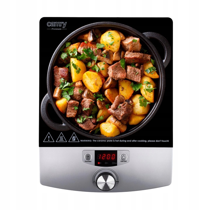 KUCHENKA INDUKCYJNA JEDNOPALNIKOWA PŁYTA GRZEWCZA SZKLANA 2000W TIMER LCD