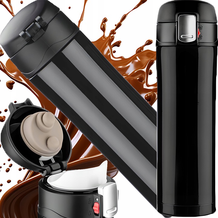 KUBEK TERMICZNY TERMOS NA KAWĘ HERBATĘ DO SAMOCHODU 440 ml PREZENT CZARNY