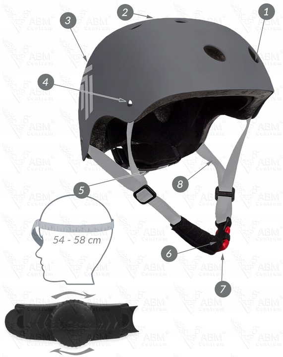 KASK SPORTOWY DLA DZIECI ROWEROWY, NA ROLKI DZIECIĘCY REGULOWANY 52-56