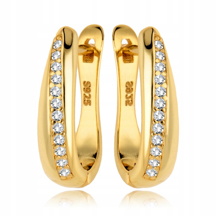 Złote Kolczyki 925 Angielskie Cyrkoniami na prezent Grawer Dla Nauczyciela