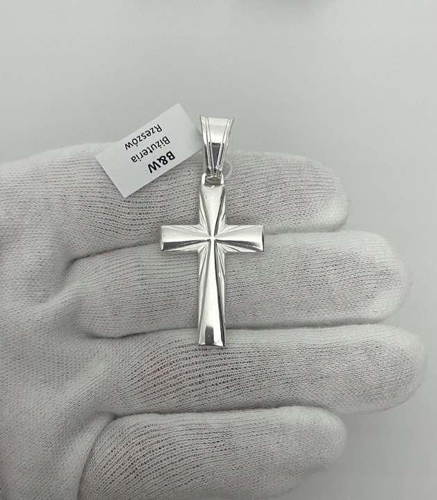 Srebrny Duży Krzyżyk Wisorek próba 925 + gratis