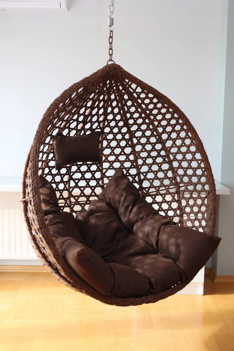 KOSZ WISZĄCY KOKON HUŚTAWKA BRĄZOWY TROPIKAL