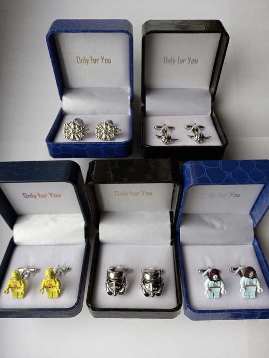 Spinki do mankietów EXC Złote z Białą Masą Perłową