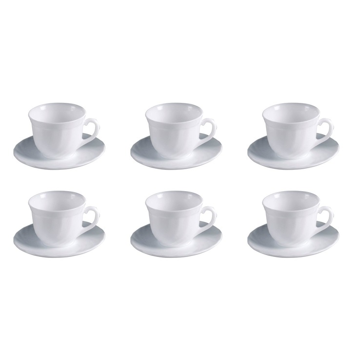 LUMINARC TRIANON WHITE Serwis kawowy 220 ml 12/6