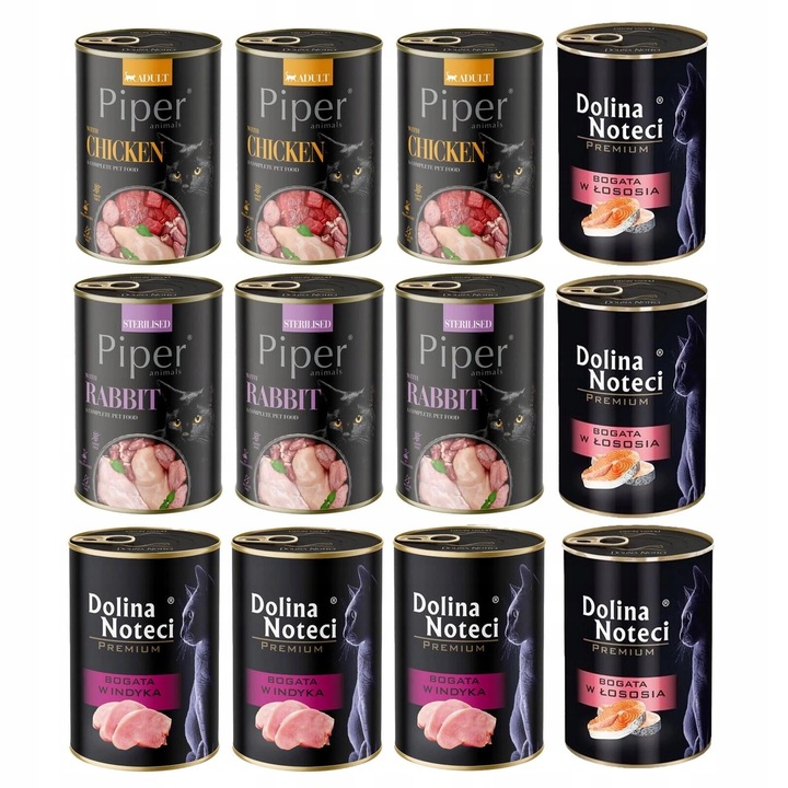 DOLINA NOTECI PIPER + PREMIUM KOT MIX SMAKÓW 400G x 12