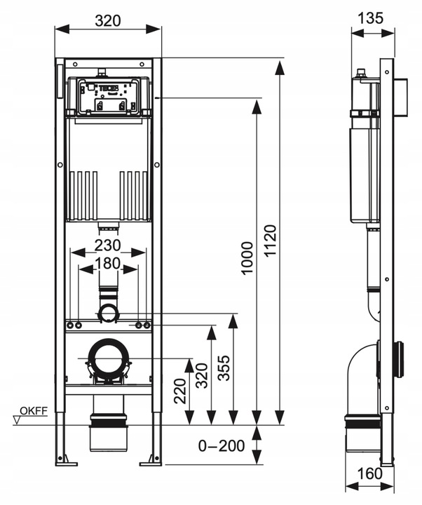 Stelaż podtynkowy do toalety WC wąski 32 cm Tece BASE 9400440 + mocowanie