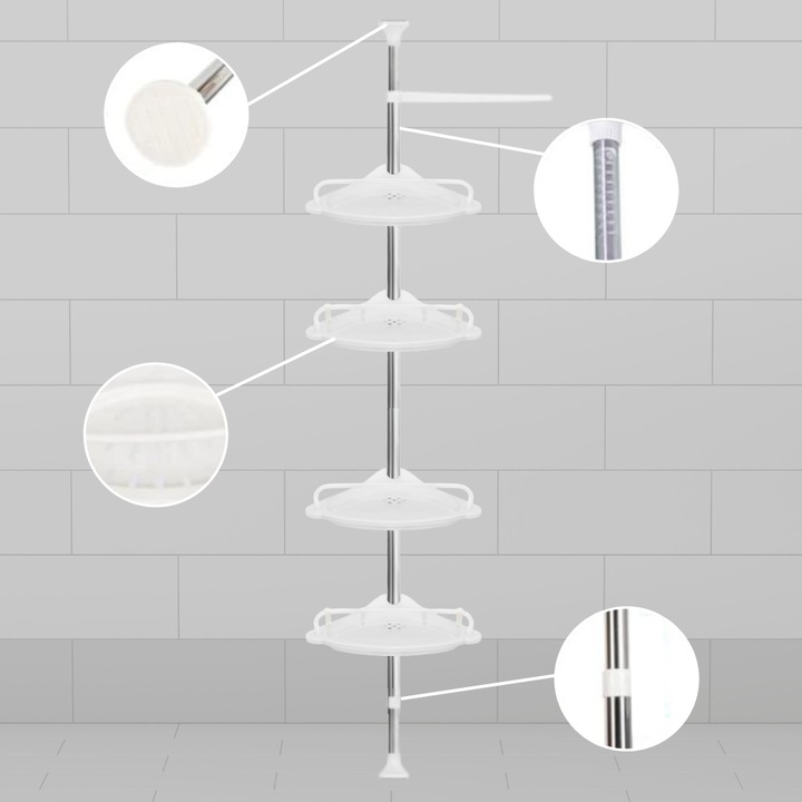 PÓŁKA ŁAZIENKOWA NAROŻNA POD PRYSZNIC TELESKOPOWA DO ŁAZIENKI KOSMETYK 305c