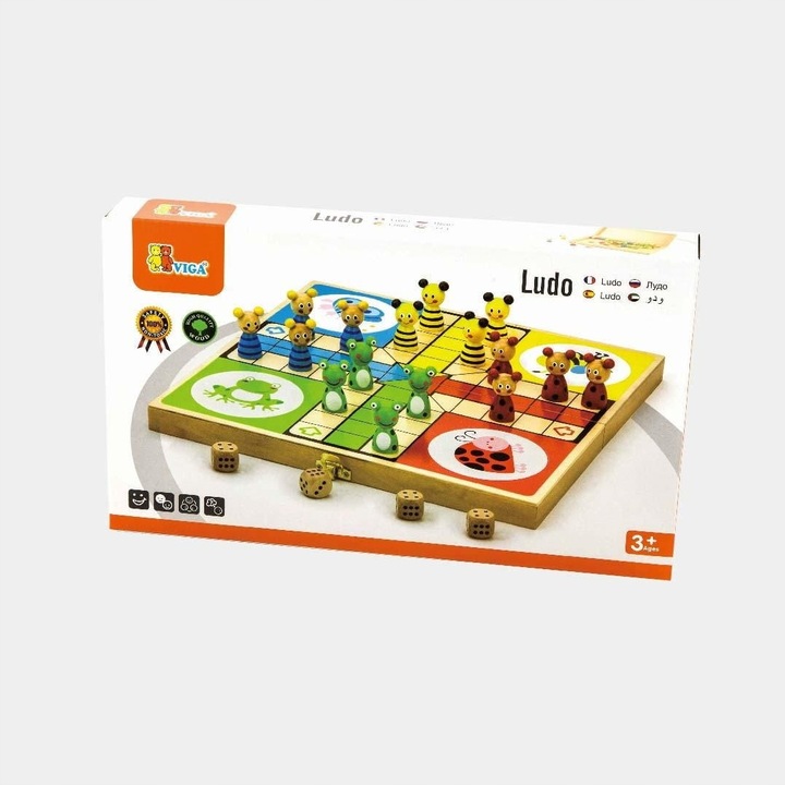 DREWNIANA GRA PLANSZOWA LUDO CHIŃCZYK FIGURKI FAMILIJNA RODZINNA