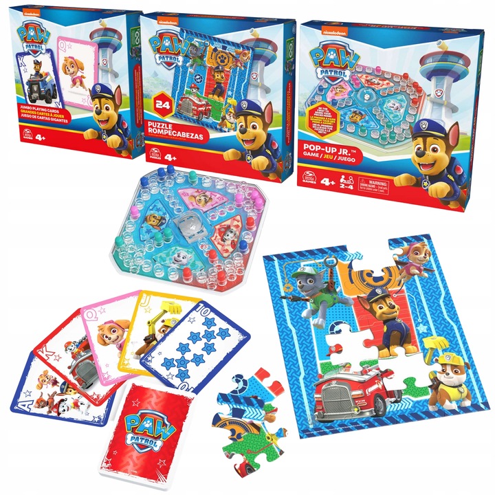 PSI PATROL ZESTAW 24 PUZZLE CHIŃCZYK POP-UP DUŻE KARTY JUMBO TALIA DO GRY