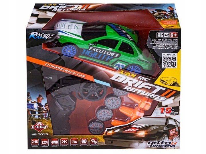 Samochód Do Drift Auto RC Drift 1:24 2,4 GHz 4WD Zdalnie Sterowane na PILOT