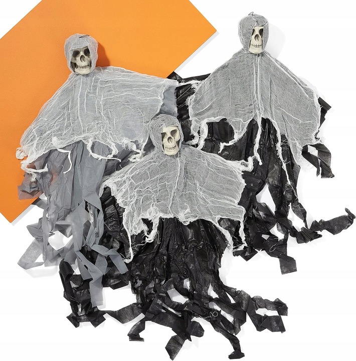 DEKORACJA HALLOWEN WISZĄCE SZKIELETY DŁUGIE 90CM ZESTAW 3 SZTUKI