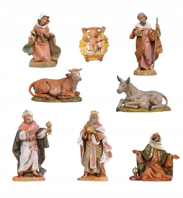 FIGURY DO SZOPKI BOŻONARODZENIOWEJ ŚWIĄTE ORYGINALNE FONTANINI 8 SZTUK 12CM