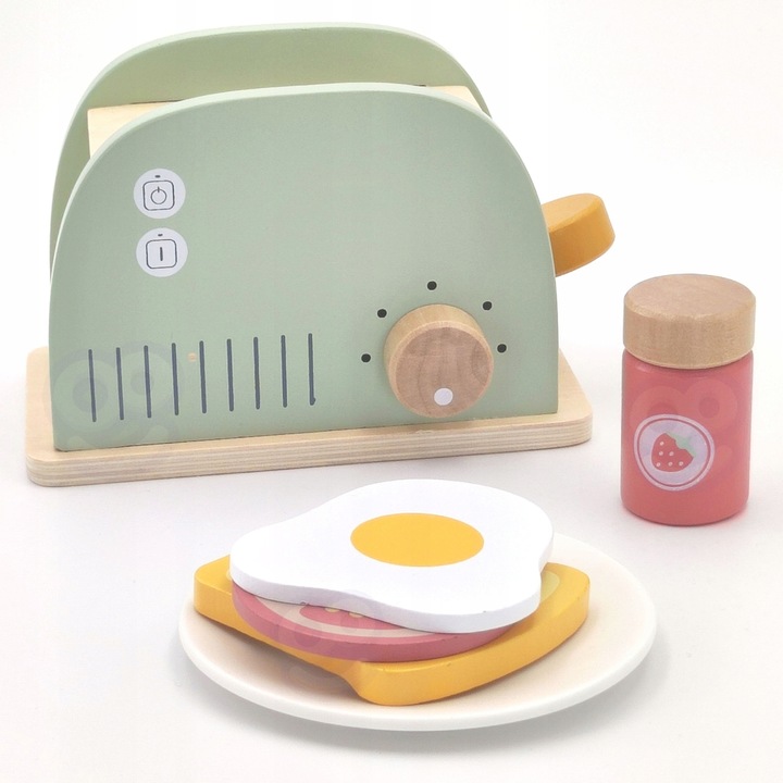TOSTER DREWNIANY PASTELOWY ZESTAW ŚNIADANIOWY TOOKY TOY