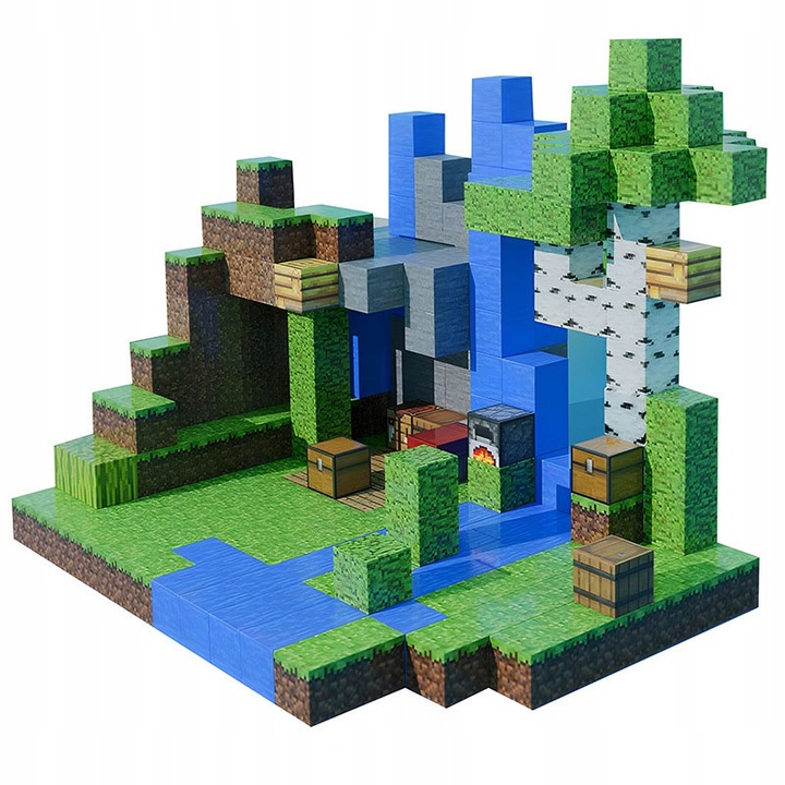 KLOCKI MAGNETYCZNE MINECRAFT KLOCKI SZEŚCIANY 100 KLOCKÓW + 1 FIGURKA MOCNE