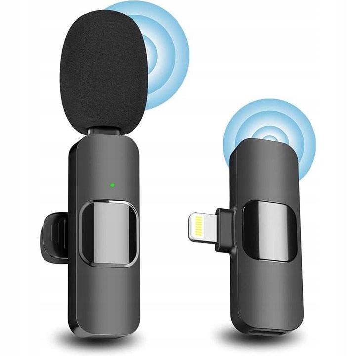 2xMIKROFON KRAWATOWY BEZPRZEWODOWY PRZYPINANY USB-C Lightning do IPhone 2w1