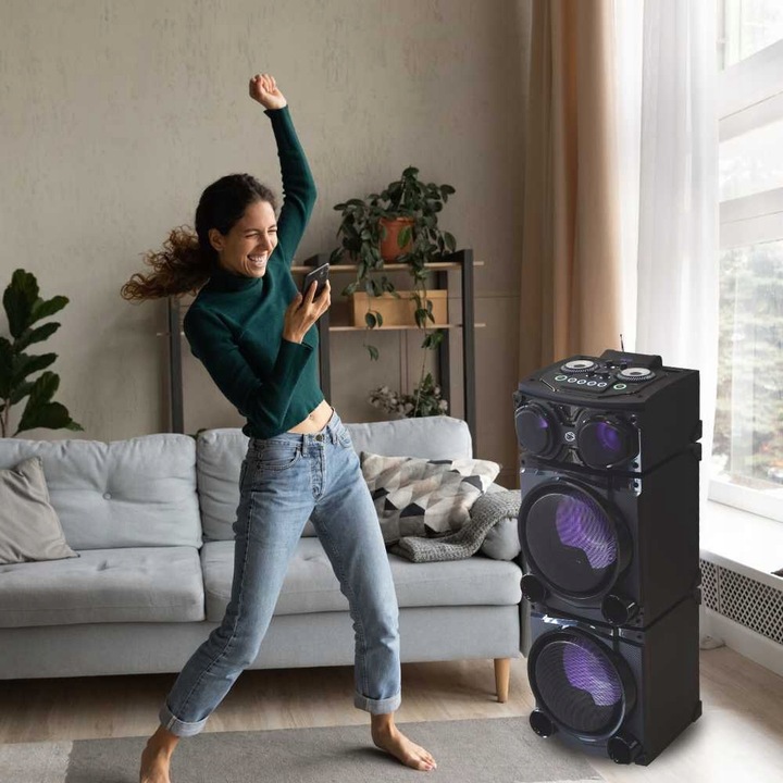 GŁOŚNIK BLUETOOTH WIEŻA STEREO MODUŁOWA MANTA CUBE +PILOT +KABLE + MIKROFON