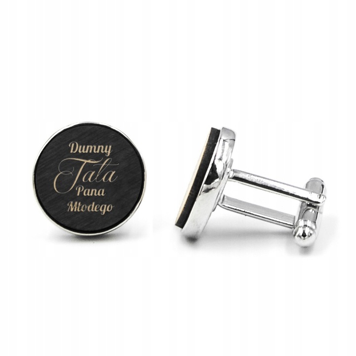 Spinki do mankietów drewniane z grawerem TATA/TEŚĆ