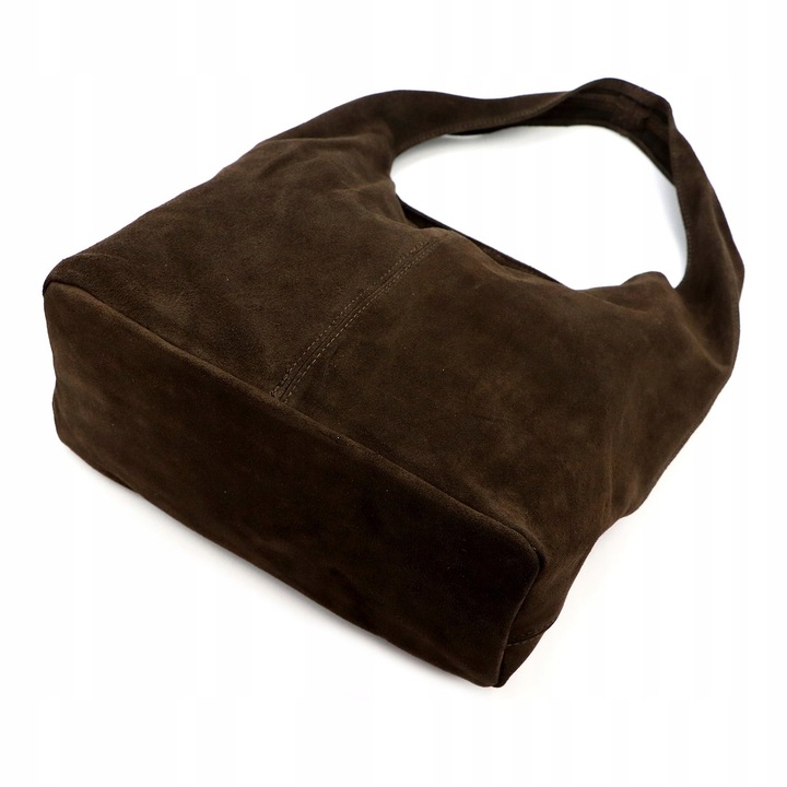 Laura Biaggi torebka shopper skóra naturalna zamszowa brązowy na ramię