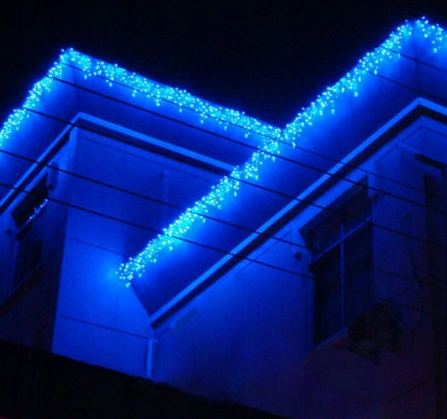 SOPLE 600 LED KURTYNA + FLASH LAMPKI ZEWNĘTRZNE Choinkowe Niebieskie 28M