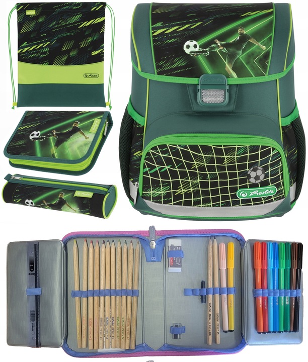 TORNISTER SZKOLNY HERLITZ LOOP PLUS PIŁKA NOŻNA ZESTAW KLASA 1-3