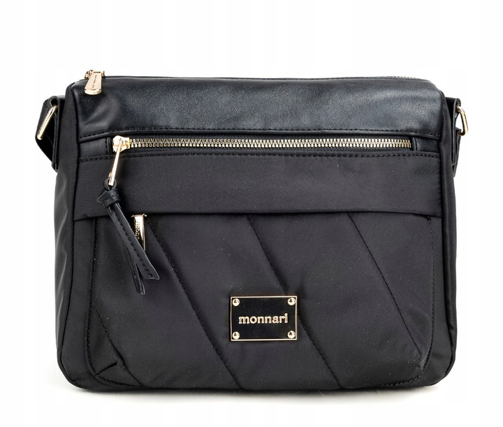 MONNARI Pojemna czarna torebka listonoszka Kieszonki Długi Pasek Kieszonki