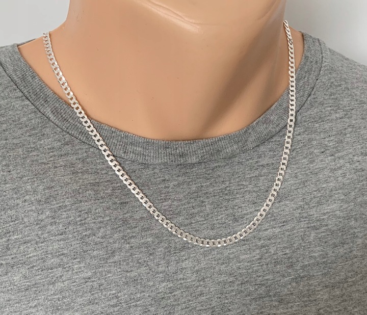 SREBRNY MĘSKI OKAZAŁY ŁAŃCUSZEK PANCERKA 045/55cm DLA NIEGO SREBRO 925