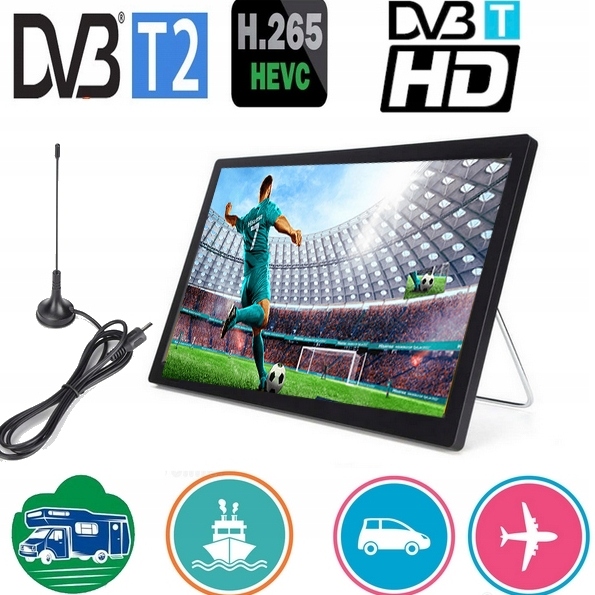 TELEWIZOR PRZENOŚNY 10" 12V/24V/230V DVB-T2 KAMPER