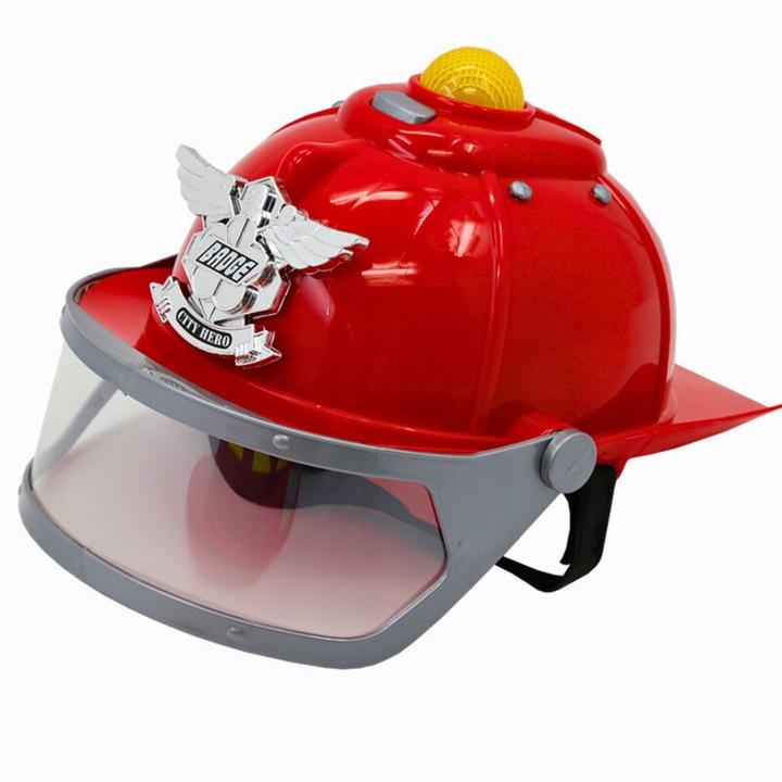 KASK STRAŻACKI Z DŹWIĘKAMI ŚWIATŁEM HEŁM STRAŻAKA DZIECI SYGNAŁ + AUTKO