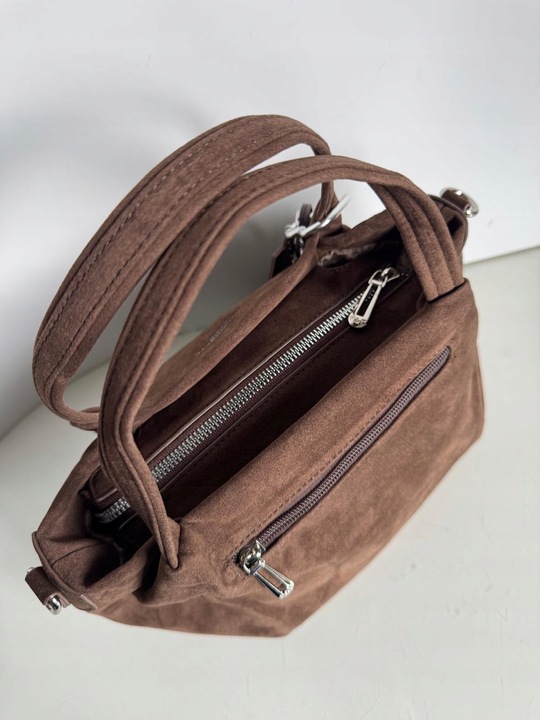 Torba Flora&Co torebka czekoladowa zamsz zamszowa eco brązowa shopper viral