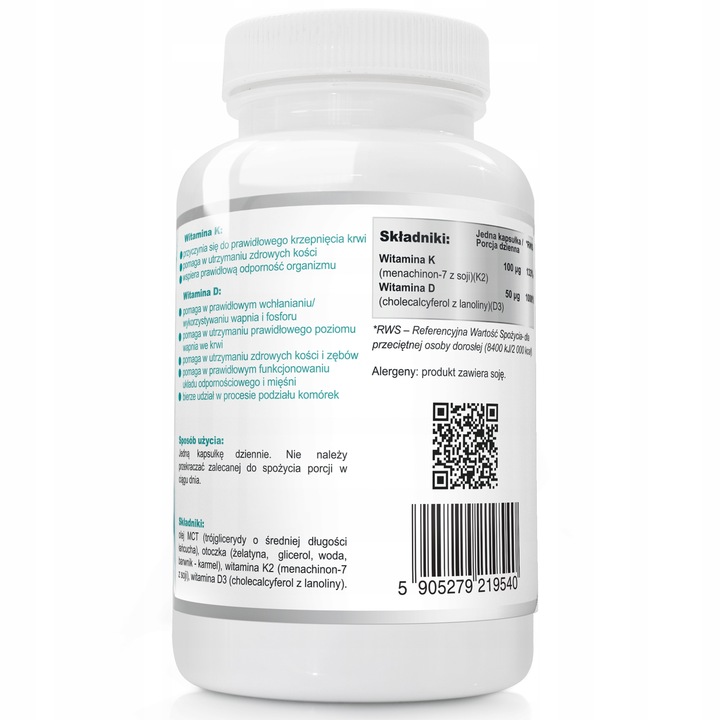 240kaps WITAMINA K2+D3 MK7 z natto 2000IU OLEJ MC