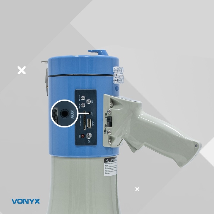 Megafon MOCNY 60W VONYX MP3/ USB/ SD/ SYRENA