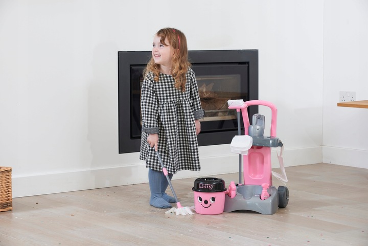 WÓZEK DO SPRZĄTANIA HETTY DLA DZIECI ZESTAW XXL ODKURZACZ MOP WIADRO CASDON