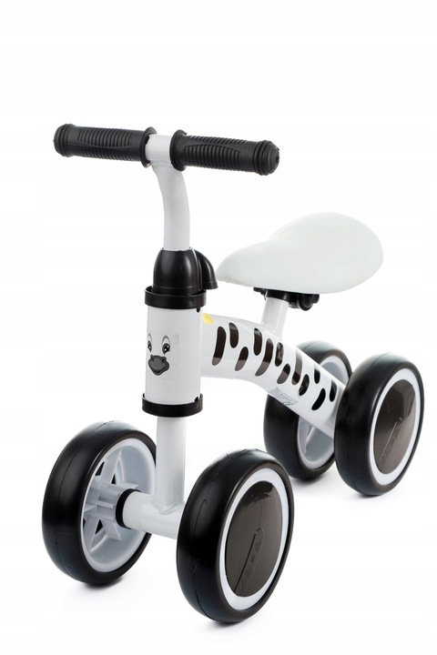 Biały rowerek jeździk pchacz dla dzieci Zebra. Pierwszy rowerek od 1 roku