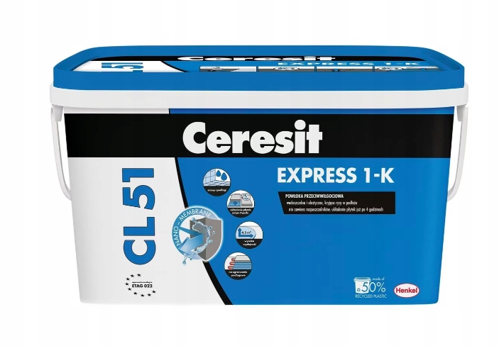 CERESIT CL-51 EXPRES 1-K FOLIA IZOLACYJNA W PŁYNIE 5 KG WYDAJNA