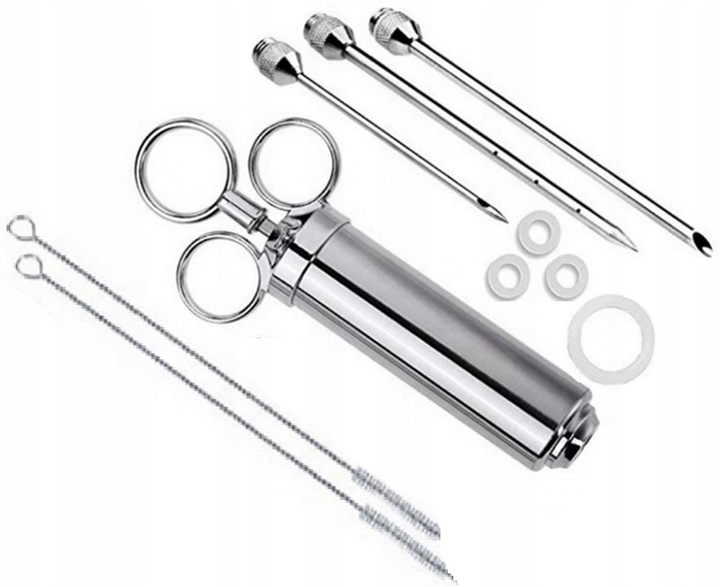 Strzykawka do PEKLOWANIA Natrysku Mięsa MARYNATĄ NASTRZYKIWARKA Stal 3 IGŁY