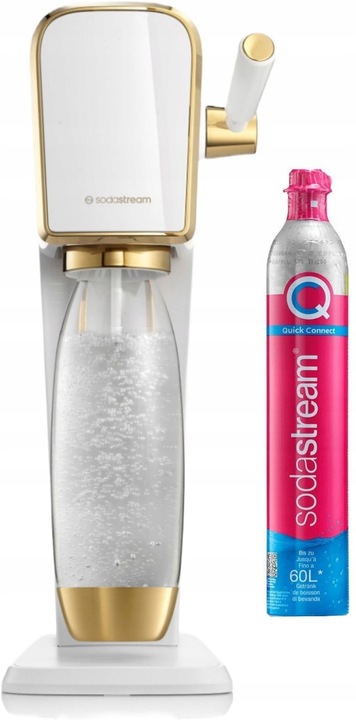 SodaStream Zestaw Saturator Art + butelka 1 L + nabój Biało-złoty