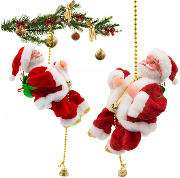 MIKOŁAJ WSPINAJĄCY SIĘ NA LINIE 100CM MELODYJKA NA PREZENT ŚWIĘTA WCHODZĄCY