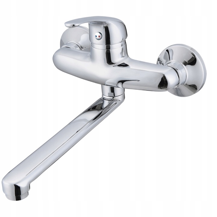 BATERIA UMYWALKOWA ŚCIENNA Z RUCHOMA WYLEWKA CHROM SREBRNA KOMPLET