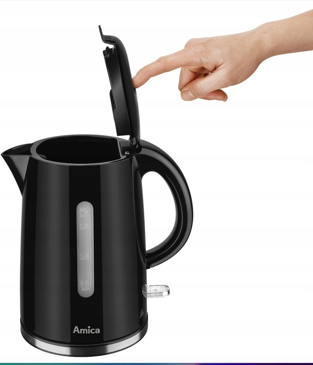 CZAJNIK ELEKTRYCZNY AMICA KF1002 CZARNY 1,7L 2200W FILTR ANTYWAPIENNY STRIX
