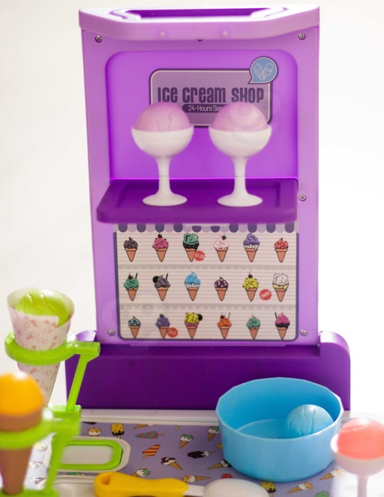 SKLEP LODZIARNIA 3w1 KUCHNIA WALIZKA LODY ZESTAW CUKIERNIA SŁODKOŚCI WOOPIE