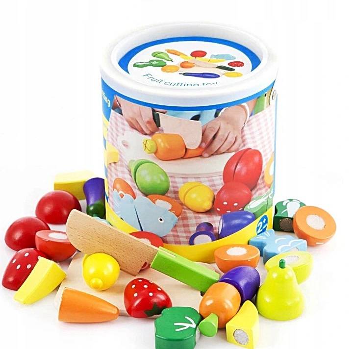 Drewniane Warzywa Owoce do Krojenia Zestaw na Rzep Montessori Klocki Puzzle