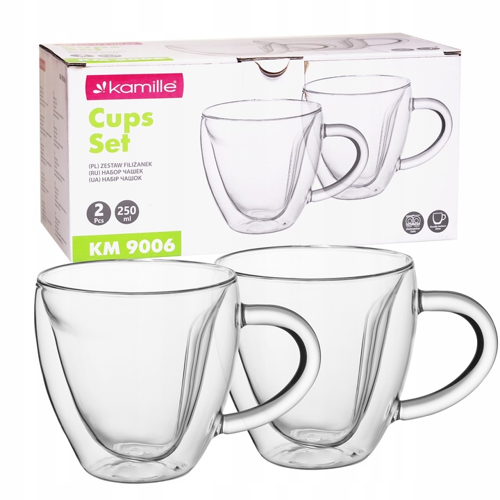 SZKLANKI FILIŻANKI TERMICZNE KUBKI DO HERBATY KAWY GRZAŃCA SERCA 250 ml