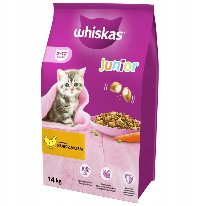 WHISKAS Junior sucha karma dla kociąt z kurczakiem 14 kg