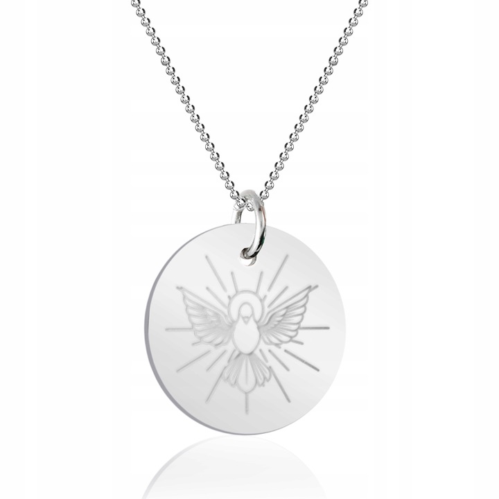 Srebrny Naszyjnik na Łańcuszku 925 z Grawerem Pamiątka Bierzmowania Pudełko