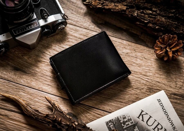 Portfel skórzany męski klasyczny pojemny prezent na święta Rovicky