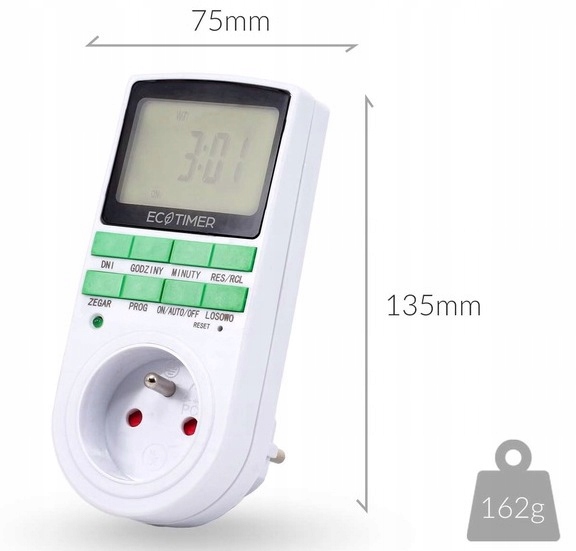 PROGRAMATOR CZASOWY WŁĄCZNIK WYŁĄCZNIK TIMER CYFROWY LCD - Polskie Menu