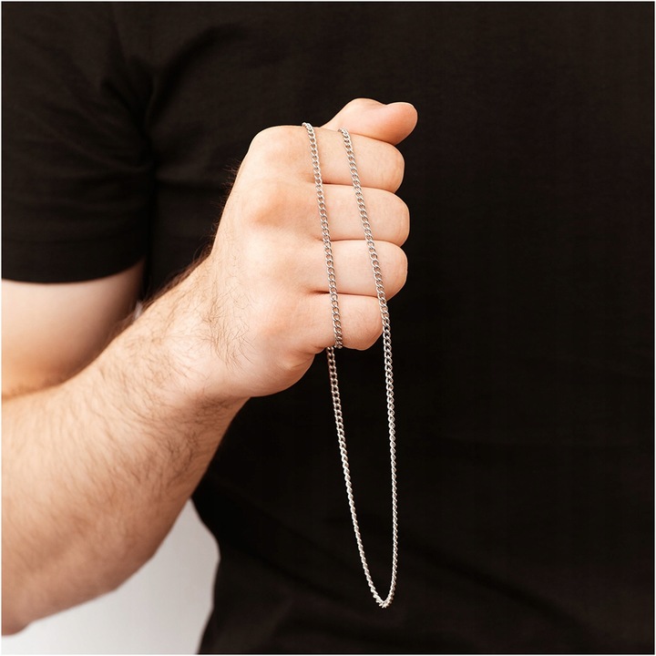 Łańcuszek męski ze stali chirurgicznej 316L srebrny splot Pancerka BLINGART